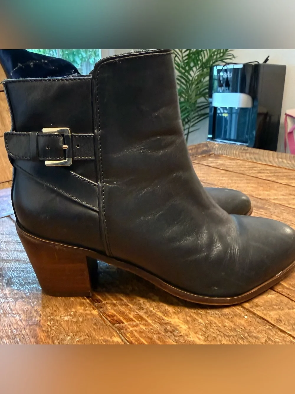 Black Leather Women's Ankle Boots - Classic Zip Booties (Size 8 1/2)